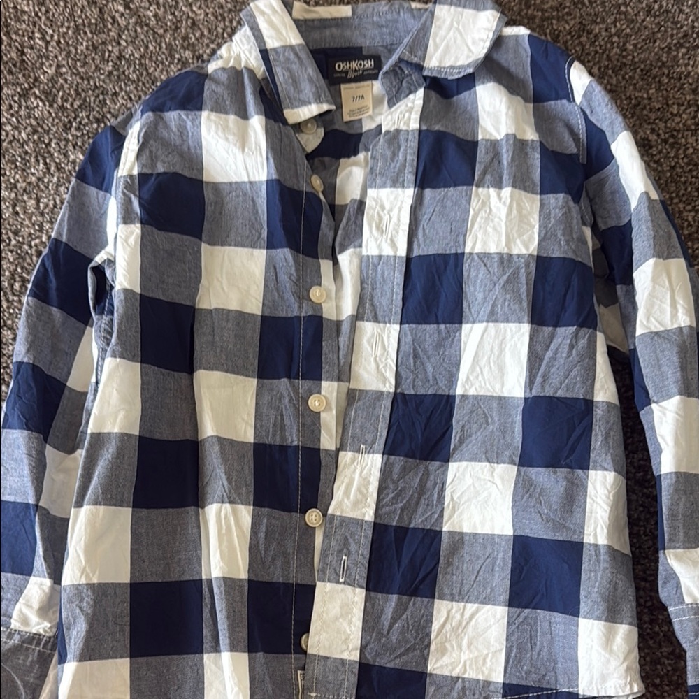 OshKosh B'gosh Blue and White Casual Button Down Shirt
